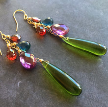 Load image into Gallery viewer, Jewel Tones Long Dangles, Metal choices