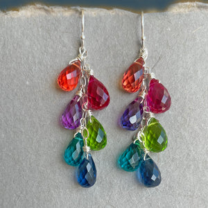 Jewel Tones Rainbow Earrings, metal options