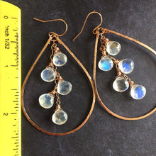 Load image into Gallery viewer, Kristiana Moonstone Cascade Earrings, Rose Gold filled, Yellow Gold Filled, or Sterling Silver Metal Choices