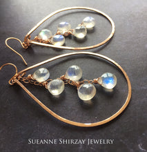 Load image into Gallery viewer, Kristiana Moonstone Cascade Earrings, Rose Gold filled, Yellow Gold Filled, or Sterling Silver Metal Choices
