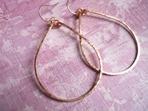 ROSE GOLD Kristiana Hammered 2" Hoop Earrings Size: Medium 14K