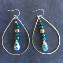 Load image into Gallery viewer, Dunes Hoops , Arizona Oyster Lapis and Pearls