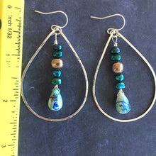 Load image into Gallery viewer, Dunes Hoops , Arizona Oyster Lapis and Pearls