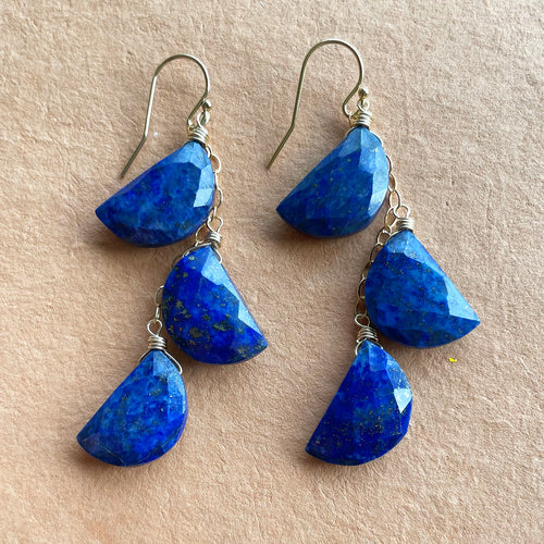 Lapis Lazuli Half Moon Earrings