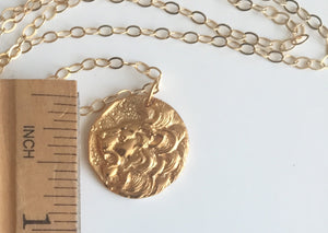 Leo Season Ancient Lion Coin Replica Gold Vermeil Necklace