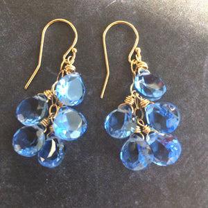 Light Tanzanite Blue Cluster Earrings