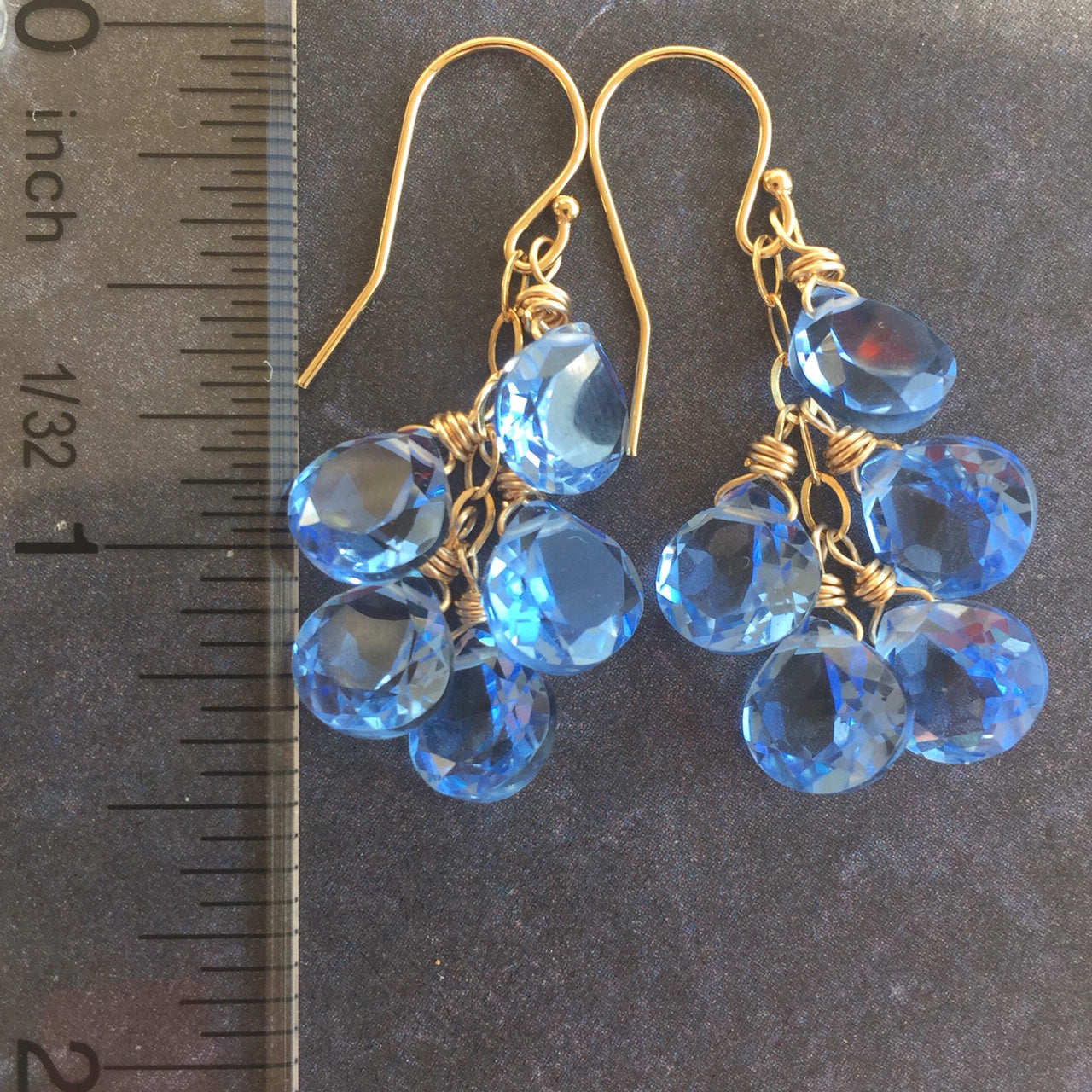 Light Tanzanite Blue Cluster Earrings - Main Image