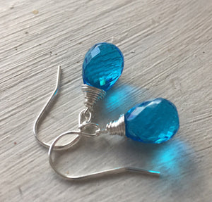 Bright Blue Plump Teardrop Dangle Earrings