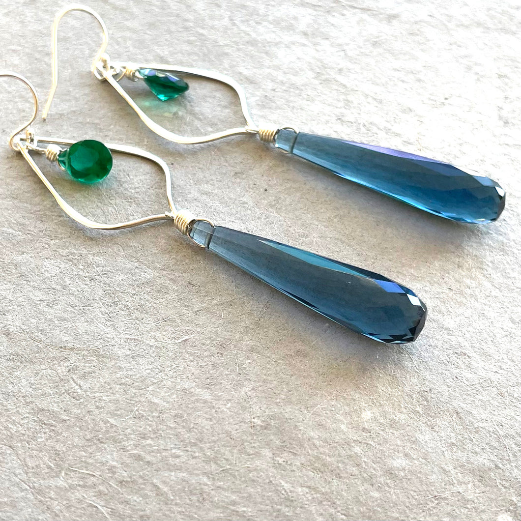 London Blue and Emerald Dangles