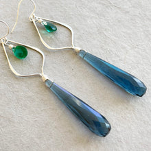 Load image into Gallery viewer, London Blue and Emerald Dangles