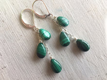 Load image into Gallery viewer, Natural Malachite Cascade Earrings