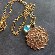 Mandala Necklace with Seafoam Fire Opal