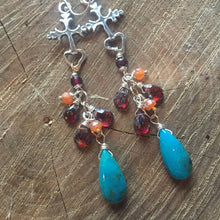 Load image into Gallery viewer, Milagro Cross Turquoise Cascade Earrings