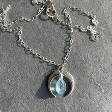 Load image into Gallery viewer, Moon Necklace with Aquamarine Blue