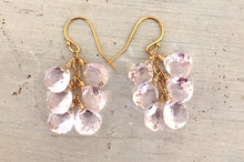 Load image into Gallery viewer, Morganite Quartz Cluster Earrings