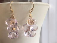 Morganite Quartz Cluster Earrings