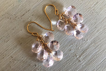 Load image into Gallery viewer, Morganite Quartz Cluster Earrings