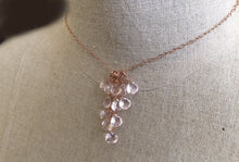 Load image into Gallery viewer, Morganite Pink Cluster Necklace, Metal Options