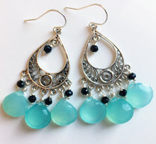 Load image into Gallery viewer, Mustique Aqua Chalcedony and Onyx Chandeliers