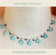 Load image into Gallery viewer, Mustique Necklace in aqua chalcedony with black onyx