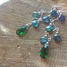 Load image into Gallery viewer, Mystic Kyanite and Emerald Vine Earrings