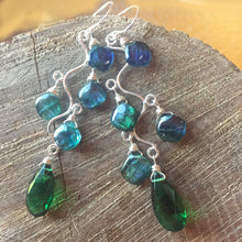Load image into Gallery viewer, Mystic Kyanite and Emerald Vine Earrings