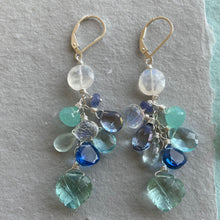 Load image into Gallery viewer, Leaf in the Ocean Cluster Earrings