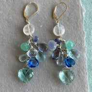 Leaf in the Ocean Cluster Earrings