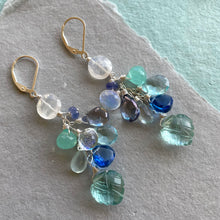 Load image into Gallery viewer, Leaf in the Ocean Cluster Earrings