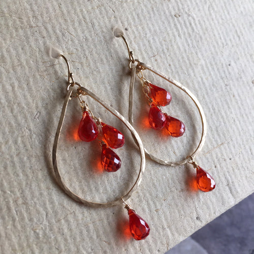Padparadscha Orange Sapphire Look 14K Gold Filled, OR 14k Rose Gold Filled, Size: Small