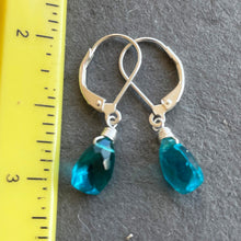 Load image into Gallery viewer, Paraiba Blue Trillion Dangles, Leverback