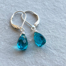Load image into Gallery viewer, Paraiba Blue Trillion Dangles, Leverback