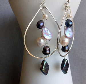 Double Decker Pearlicious Multi-pearl Hoops Metal options available by request