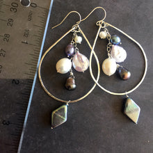 Load image into Gallery viewer, Double Decker Pearlicious Multi-pearl Hoops Metal options available by request