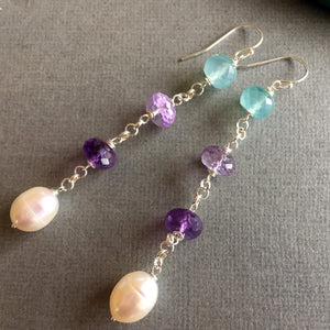 Pearly gemstone dangle earrings , Sueanne Shirzay