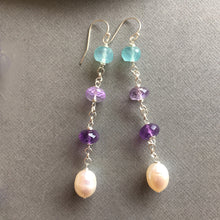 Load image into Gallery viewer, Pearly gemstone dangle earrings, limited quanitity
