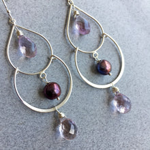 Load image into Gallery viewer, Pink Amethyst Double Hoops
