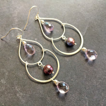 Load image into Gallery viewer, Pink Amethyst Double Hoops