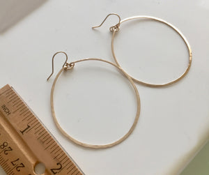 Deborah Hammered Hoop Earrings in 14K Gold Filled, Size: 50mm, 2", Metal choices