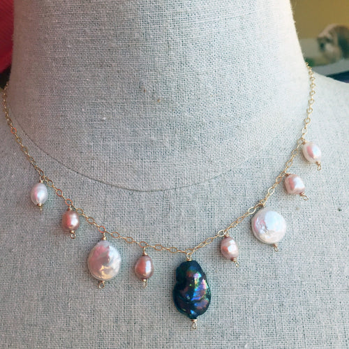 Paradise Freshwater Pearl Necklace, Metal options