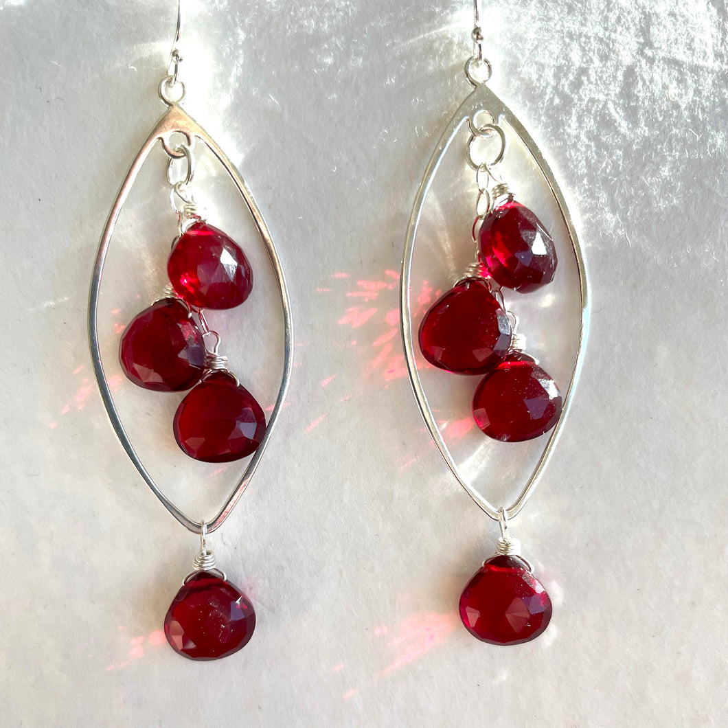 Viva Magenta Ruby Red Marquise Earrings
