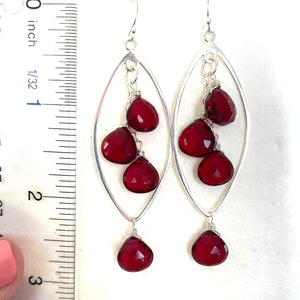 Viva Magenta Ruby Red Marquise Earrings