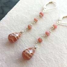 Load image into Gallery viewer, Rhodocrosite and Pink Opal Stack Earrings