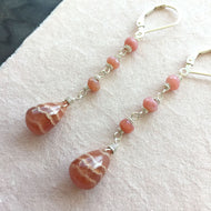 Rhodocrosite and Pink Opal Stack Earrings