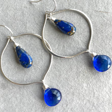 Load image into Gallery viewer, Sapphire Blue Sofia Hoop Earrings, OOAK, no1