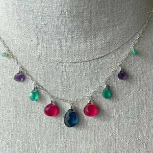 Living Well Sapphire Blue Multicolor Necklace, metal options
