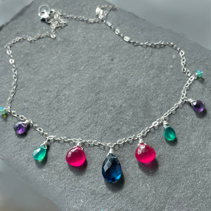 Living Well Sapphire Blue Multicolor Necklace, metal options