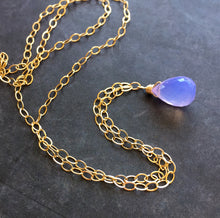 Load image into Gallery viewer, Lavender Scorolite Teardrop Necklace, 3 metal options