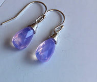Lavender Scorolite Teeny, faceted pear, 3 metal and earwire options