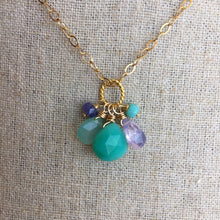 Load image into Gallery viewer, Lavender Scorolite Whimsy Necklace with Brilliant Chalcedony OOAK